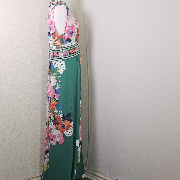London Times Dress Sz 16 Sleeveless V-Neck Floral Maxi Preppy, Vacationwear - Picture 4 of 16